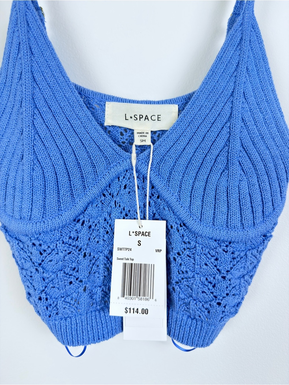 L*SPACE Sweet Talk Knit Set Blue NWT Top S Skirt XS - Picture 3 of 16